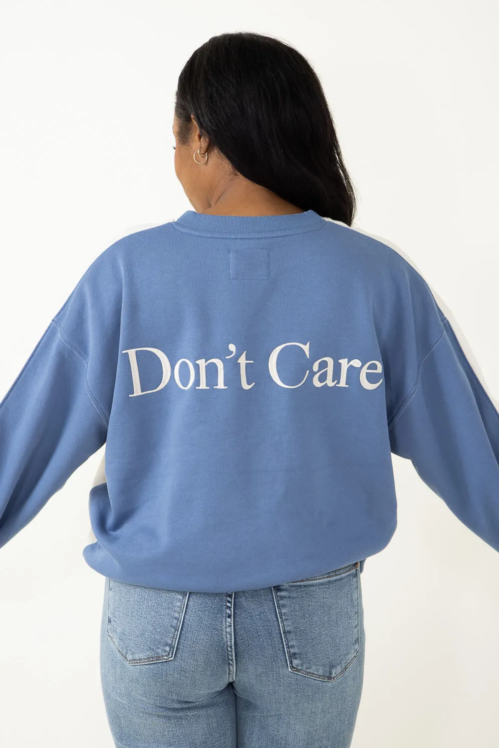 1897 Active Don’t Know Don’t Care Sweatshirt for Women in Cream/Blue | GT883-CREAMBLUE