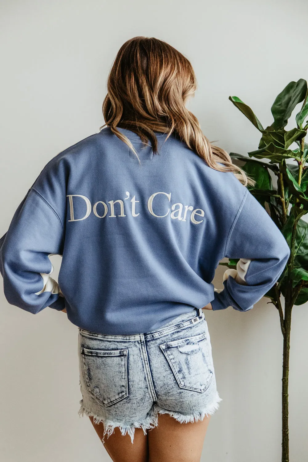 1897 Active Don’t Know Don’t Care Sweatshirt for Women in Cream/Blue | GT883-CREAMBLUE