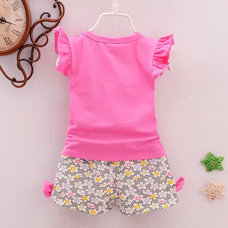 2pc Baby and Toddlers Candy Print T-Shirt and Floral Shorts