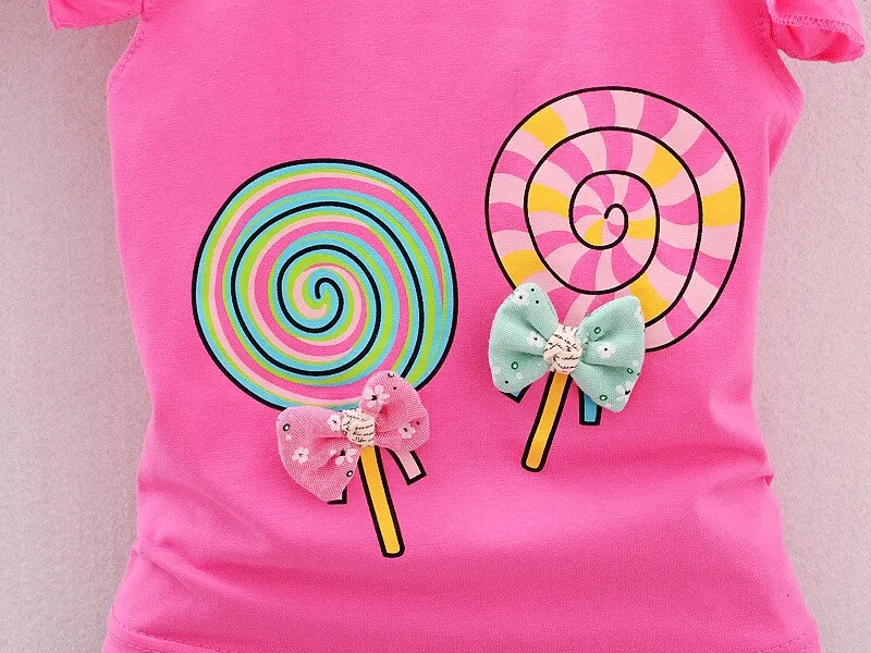 2pc Baby and Toddlers Candy Print T-Shirt and Floral Shorts