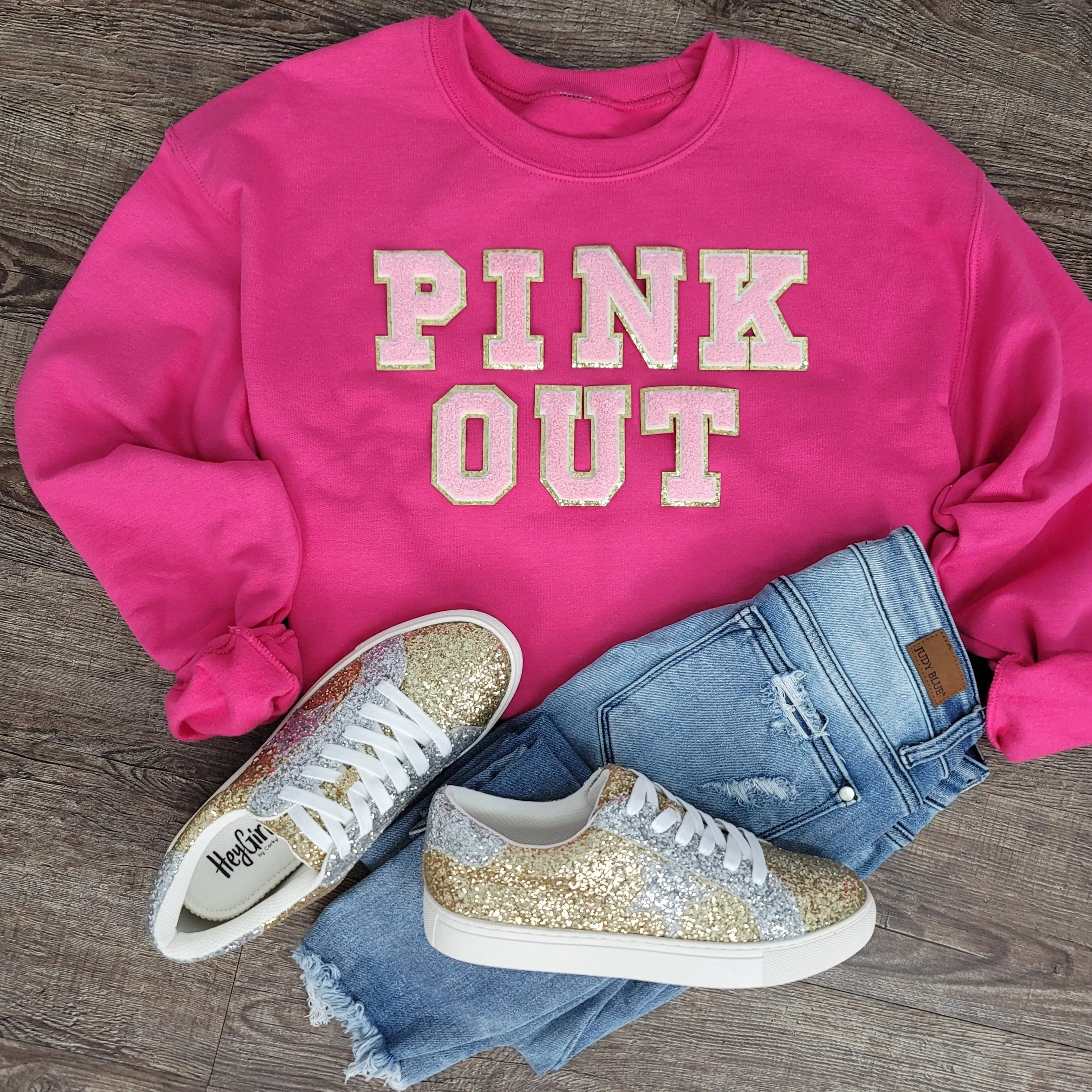 3Blues Designs |   Hazel Blues® |  CUSTOM Saying Chenille Patch Sweatshirt