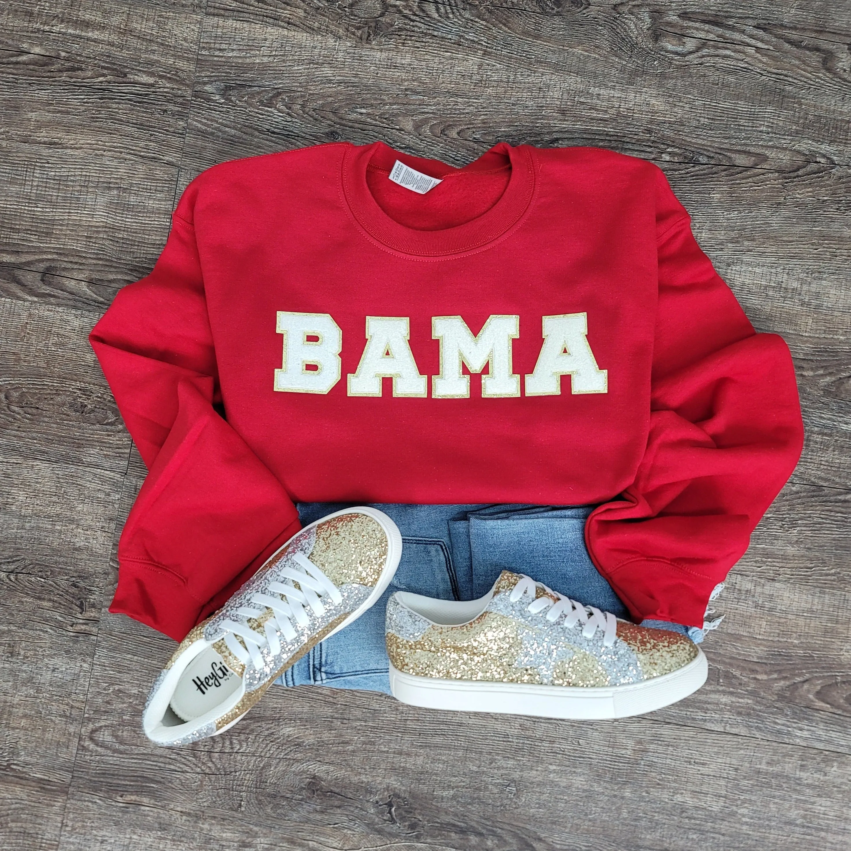 3Blues Designs |   Hazel Blues® |  CUSTOM Saying Chenille Patch Sweatshirt