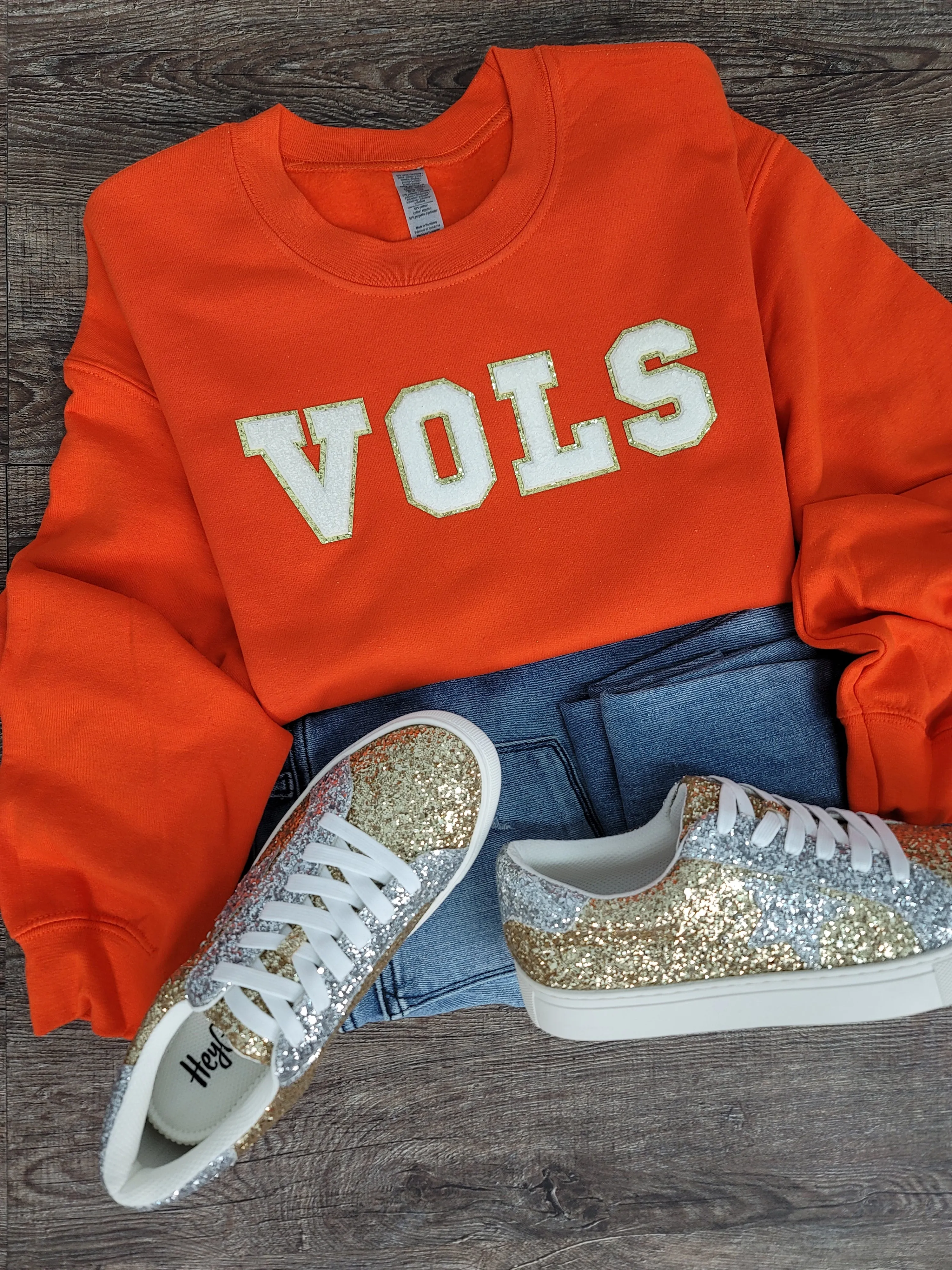 3Blues Designs |   Hazel Blues® |  CUSTOM Saying Chenille Patch Sweatshirt