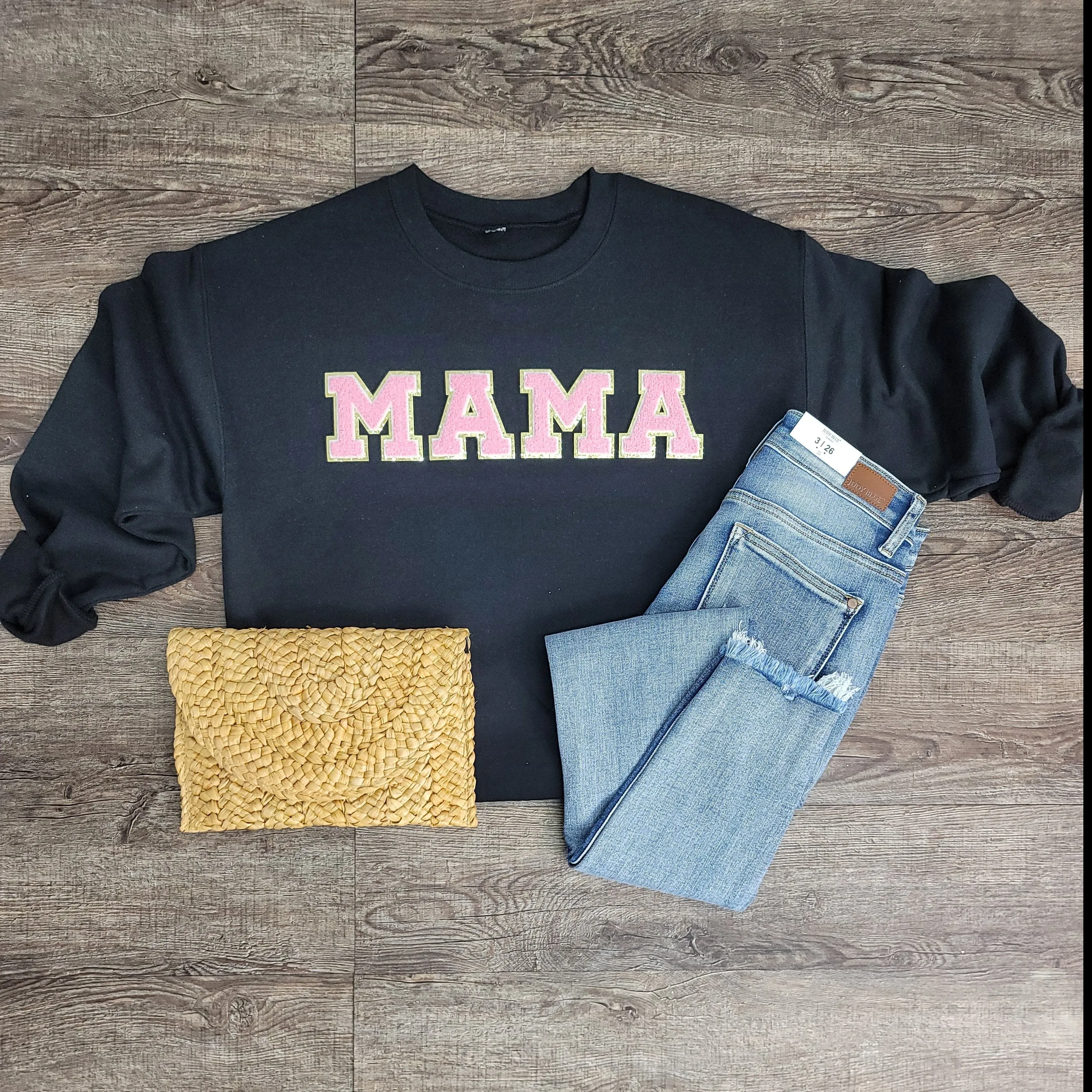 3Blues Designs |   Hazel Blues® |  CUSTOM Saying Chenille Patch Sweatshirt