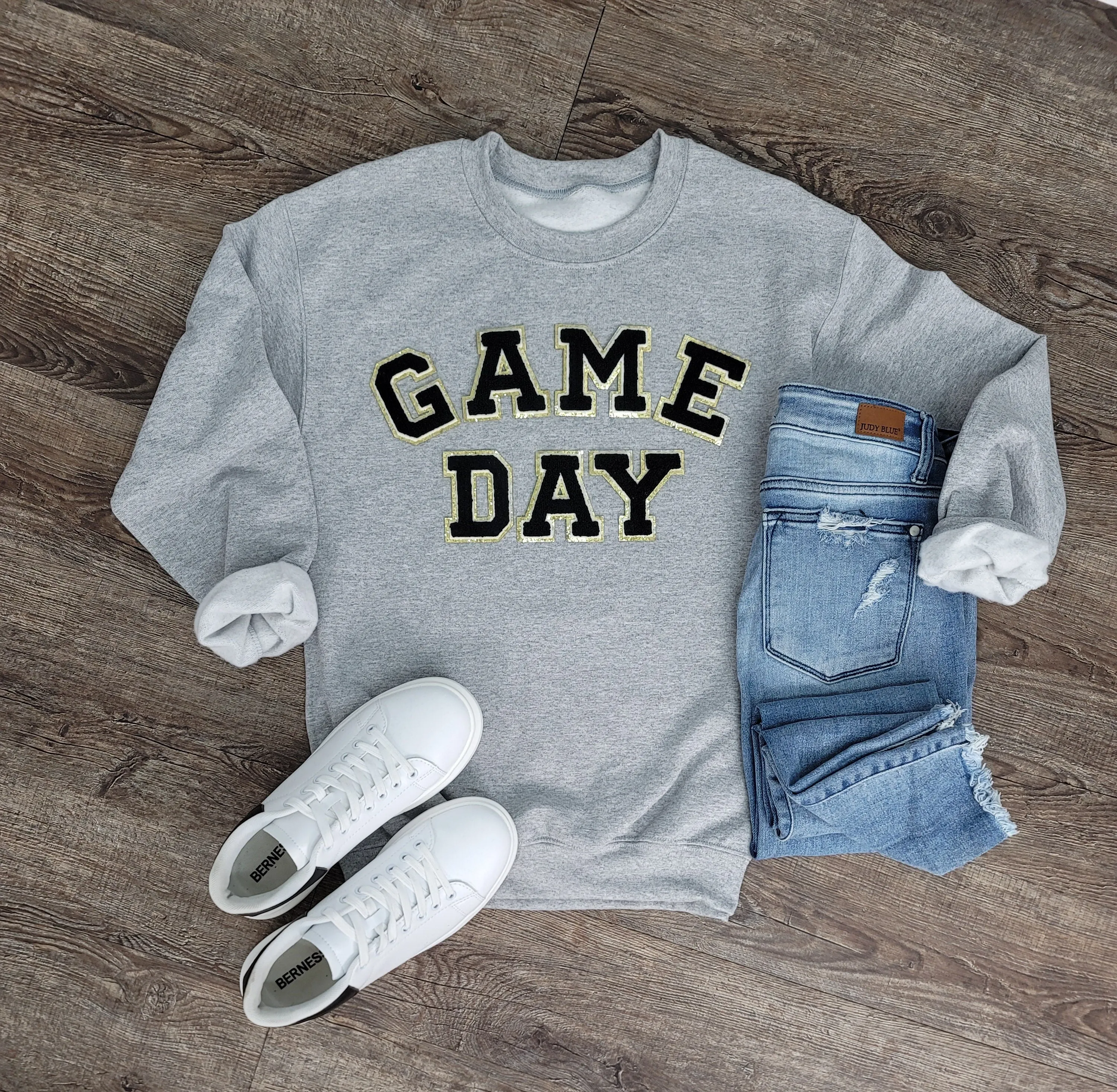 3Blues Designs |   Hazel Blues® |  CUSTOM Saying Chenille Patch Sweatshirt