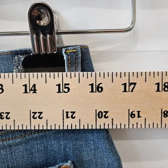 7 For All Mankind Jeans Shorts Raw Hem Faded Blue Button Fly Size 32