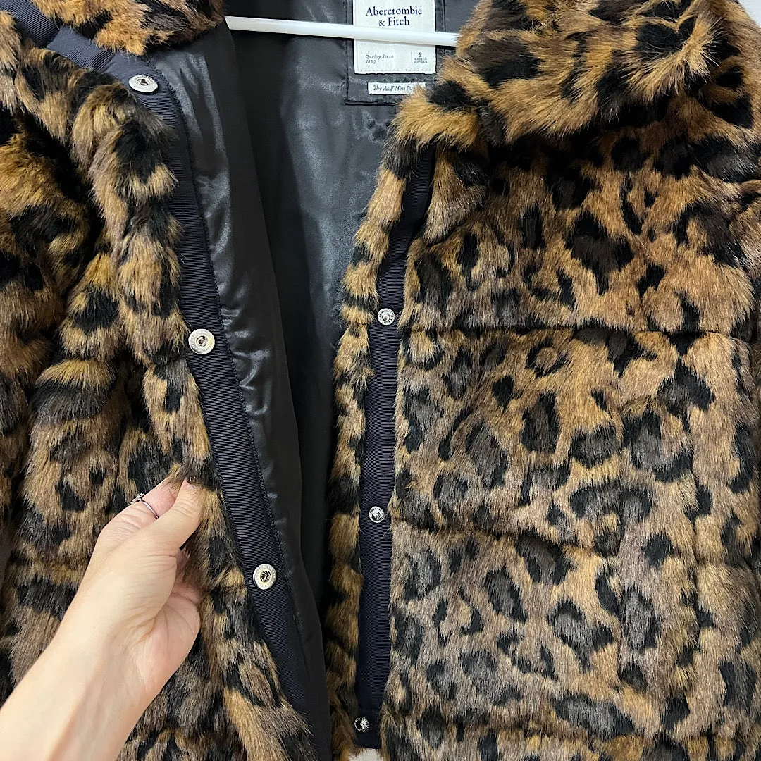 Abercrombie & Fitch Leopard Fur Mini Puffer Jacket