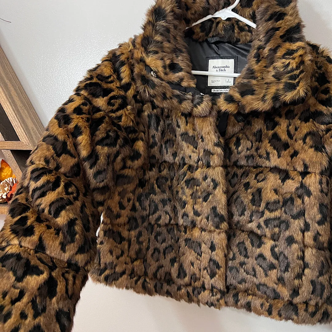 Abercrombie & Fitch Leopard Fur Mini Puffer Jacket