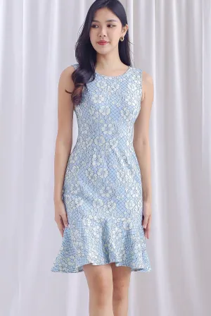 Annabeth Lace Mermaid Dress In Blue