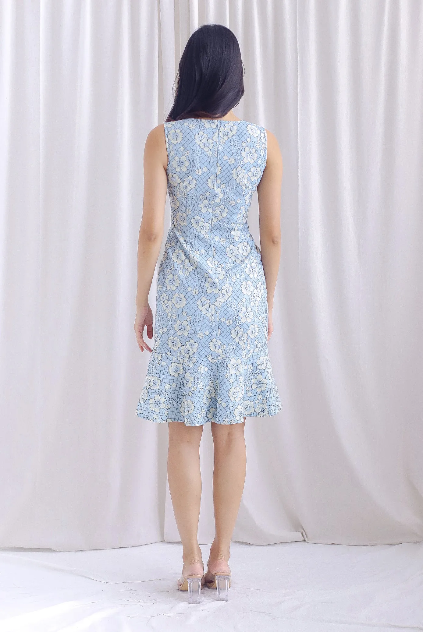 Annabeth Lace Mermaid Dress In Blue