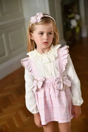 AW24 Babine Girls Pink Check Pinafore Set