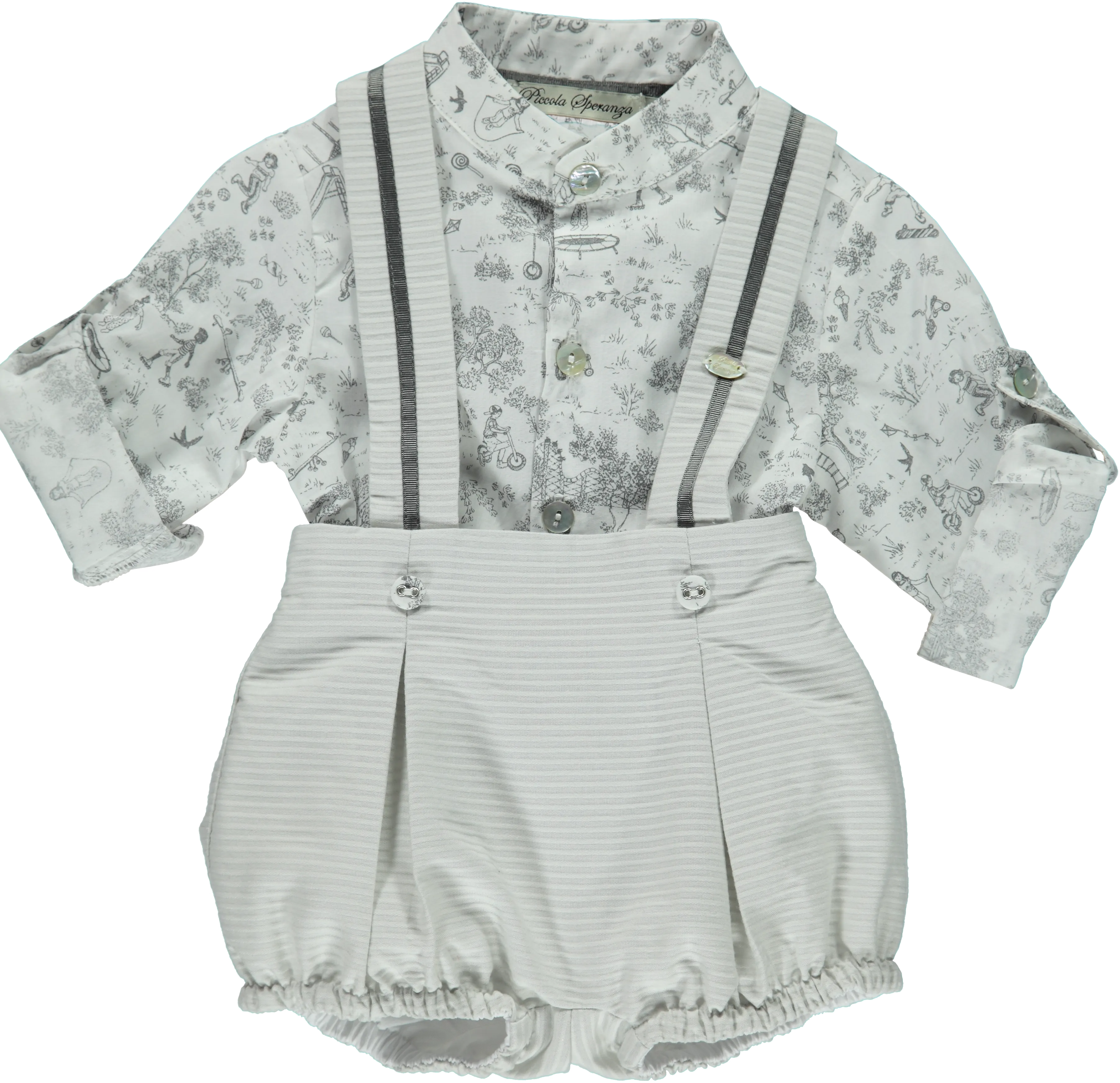 Baby Boy Light Grey Cotton Shorts Set