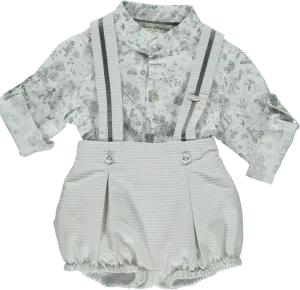 Baby Boy Light Grey Cotton Shorts Set