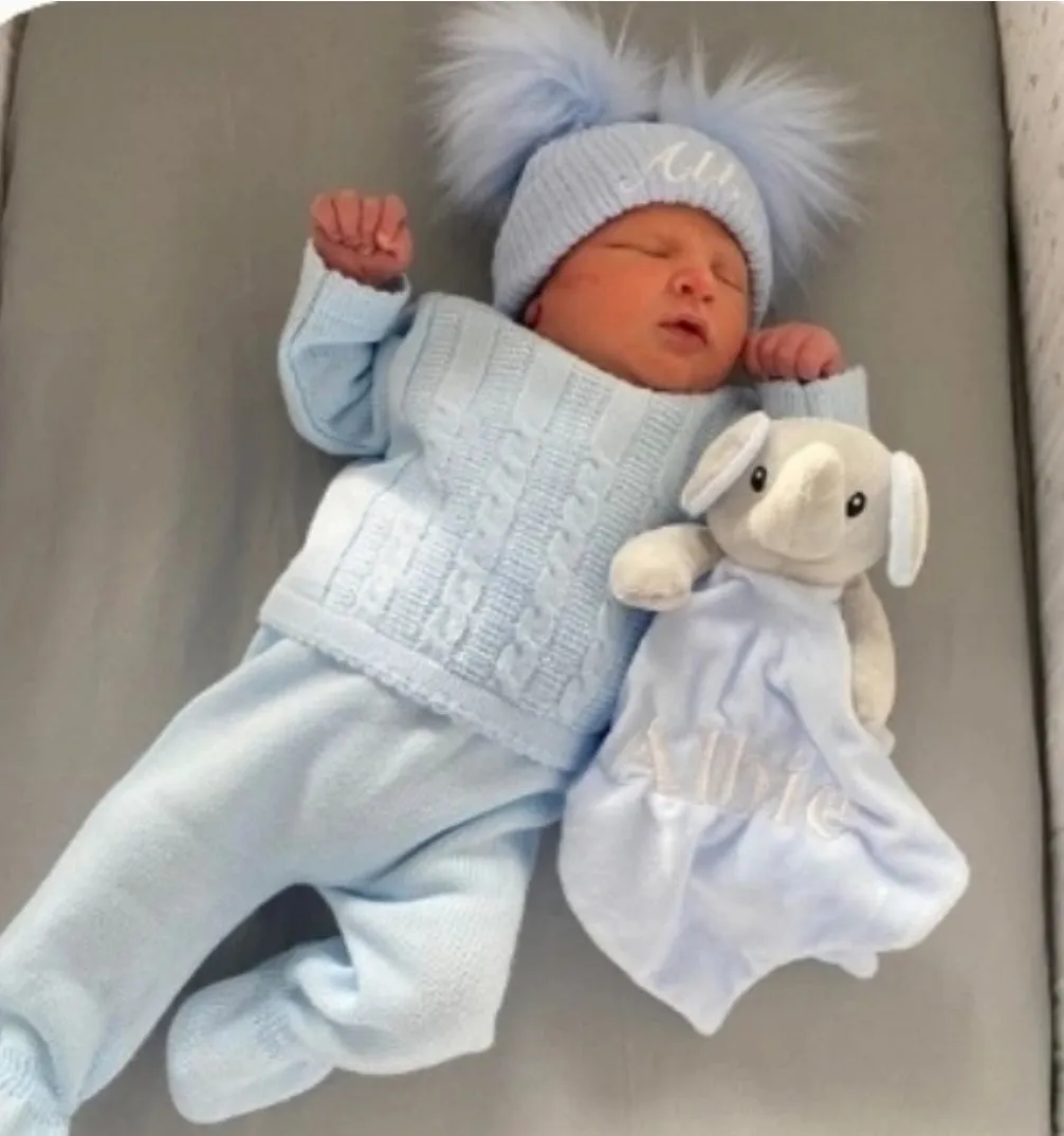 Baby Boys Blue Cable Knitted Two Piece outfit