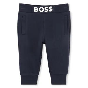 Baby Navy Printed Logo Cotton Jogging Bottoms