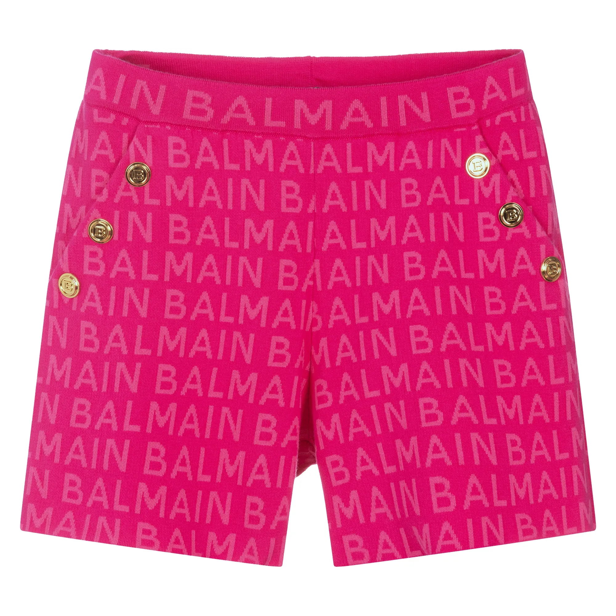 Balmain Fuchsia Logo Shorts