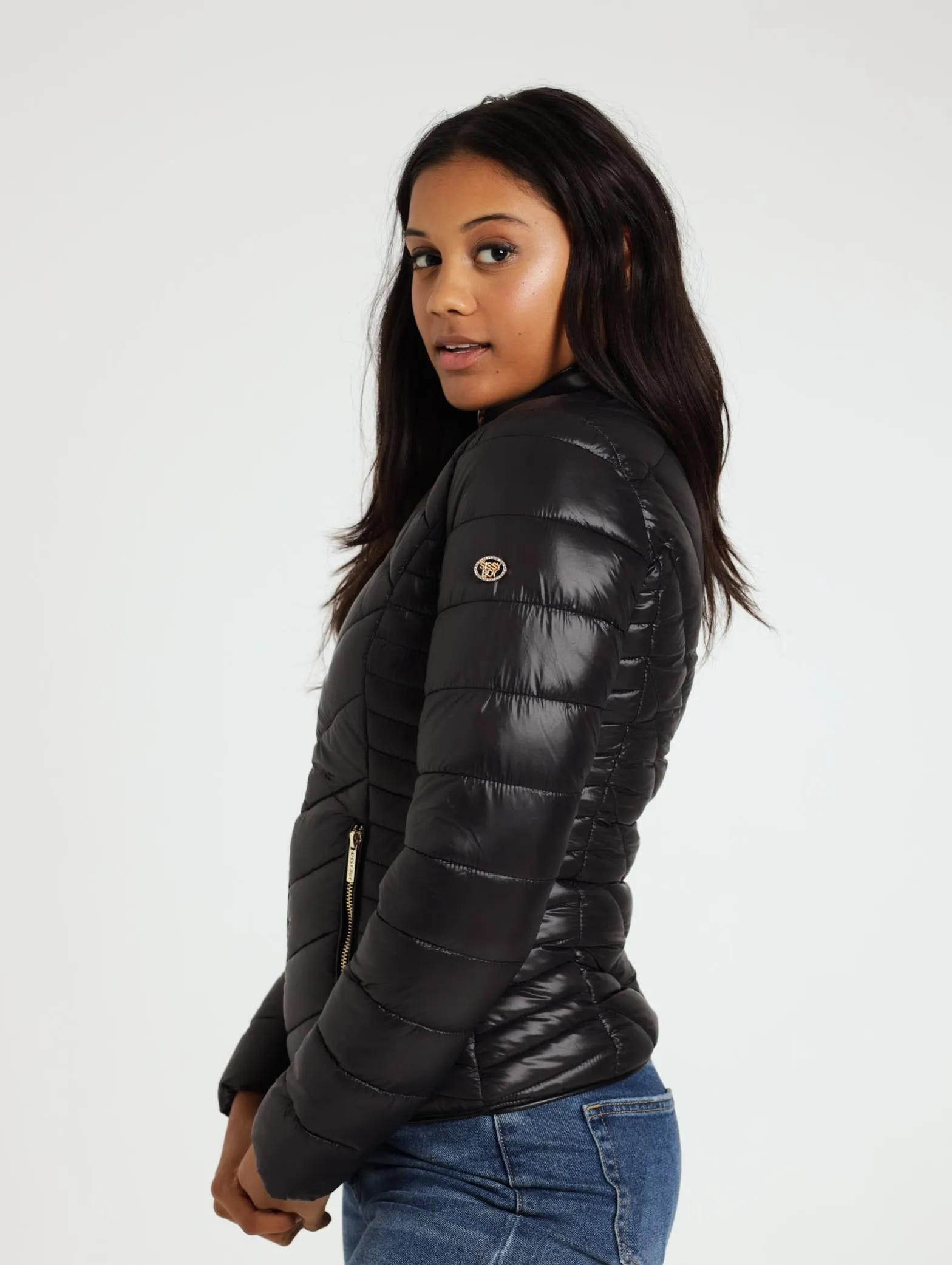 Basic Quilted Puffer Jacket - Black