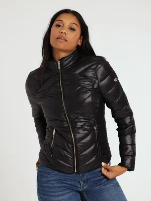 Basic Quilted Puffer Jacket - Black
