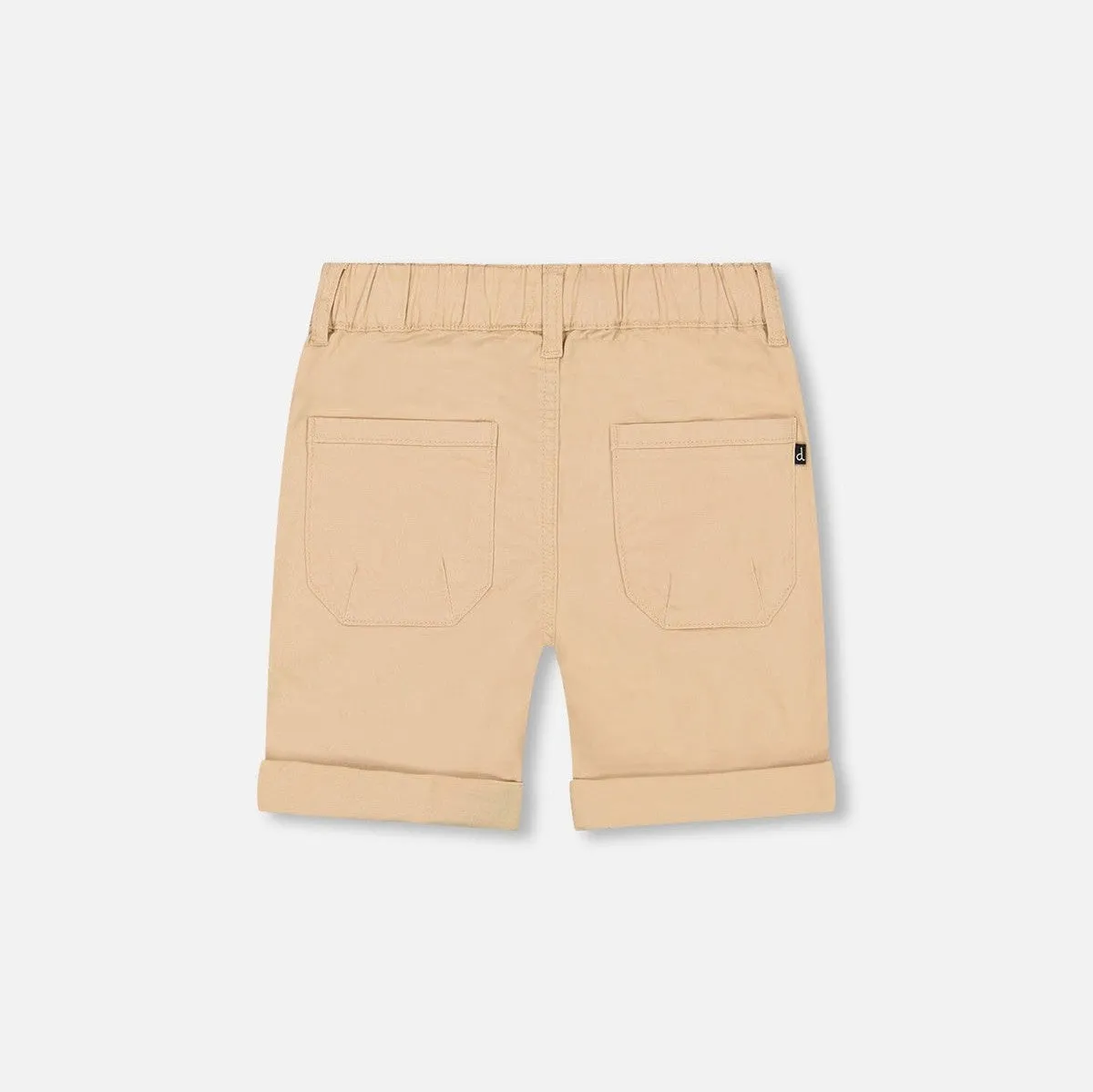 Beige Strtch Twill Shorts