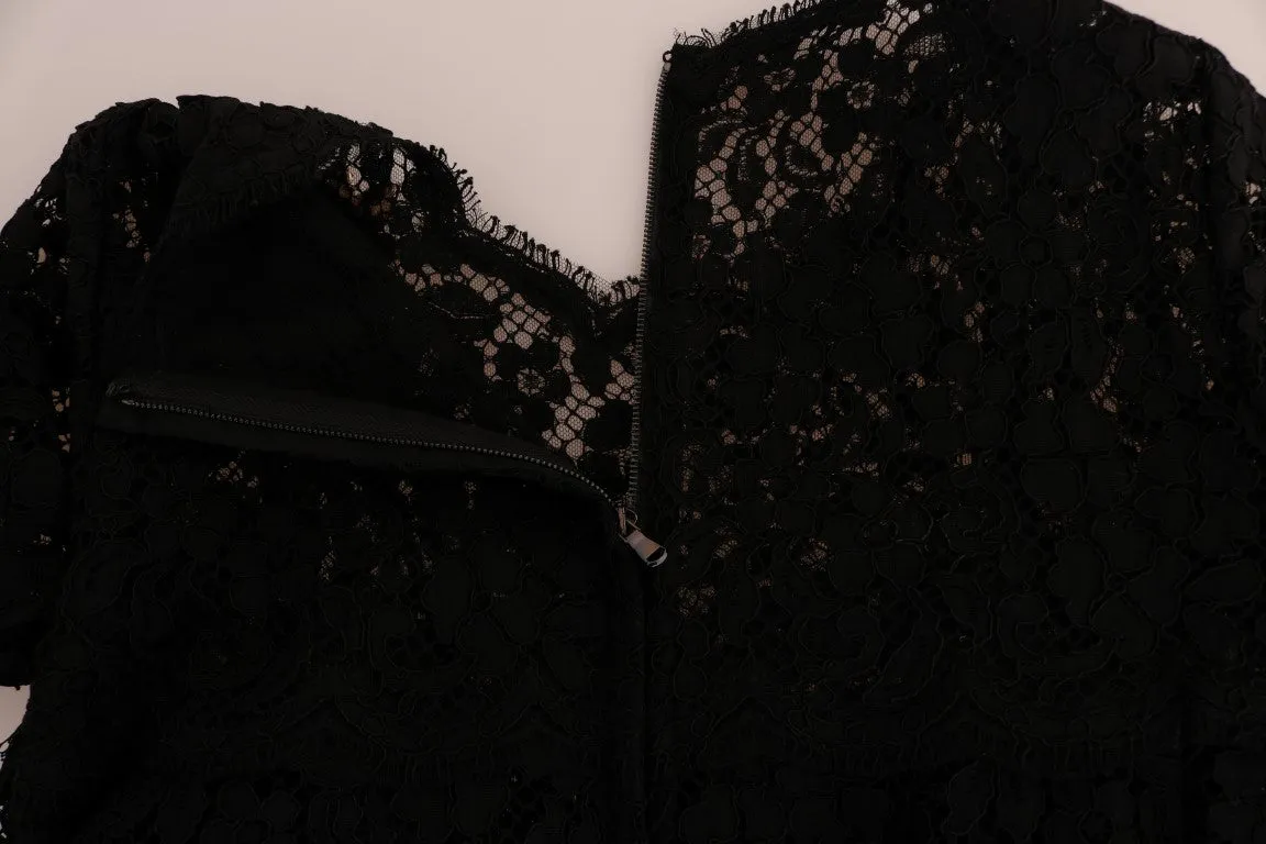 Black A-line Taormina Lace Crystal Dress