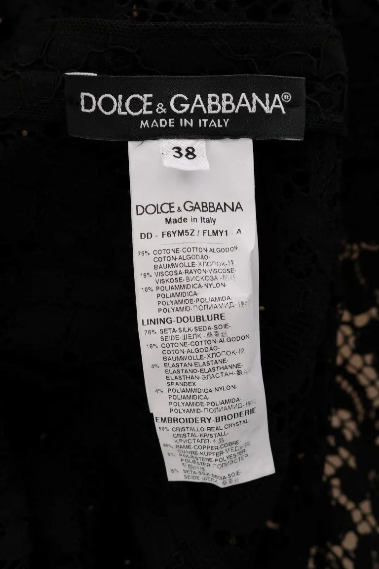 Black A-line Taormina Lace Crystal Dress