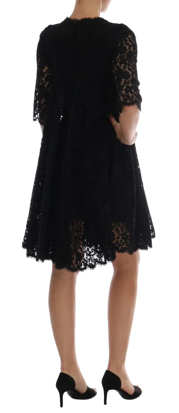 Black A-line Taormina Lace Crystal Dress