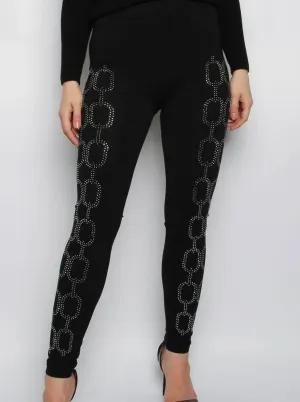 Black Diamante Legging
