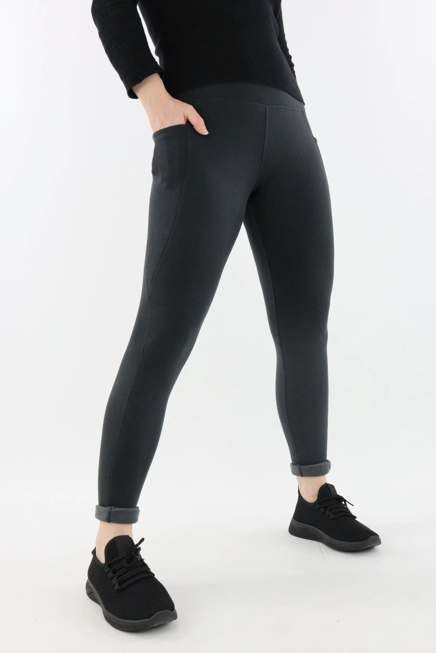 Charcoal - Fleece - Leg Pockets - Full Leggings