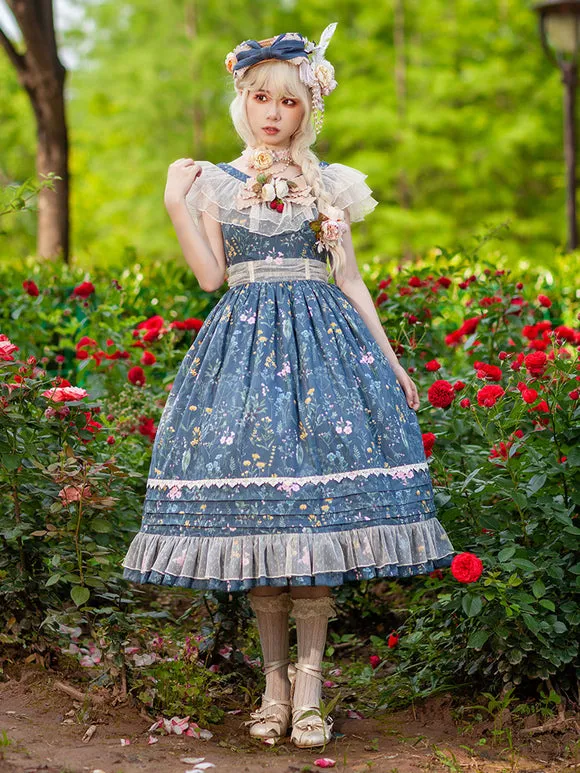 Classical Lolita Dress Cotton Sleeveless Lolita Dresses Teal