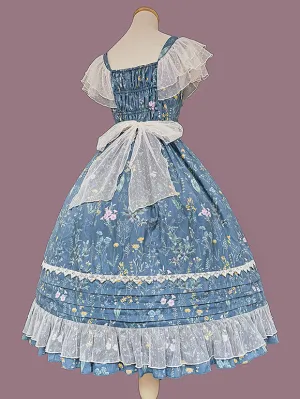 Classical Lolita Dress Cotton Sleeveless Lolita Dresses Teal