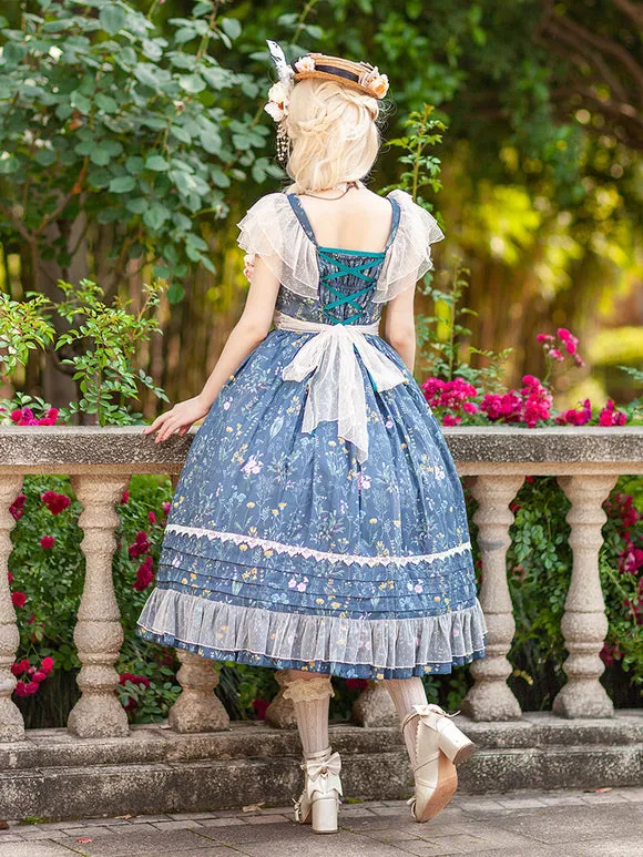 Classical Lolita Dress Cotton Sleeveless Lolita Dresses Teal