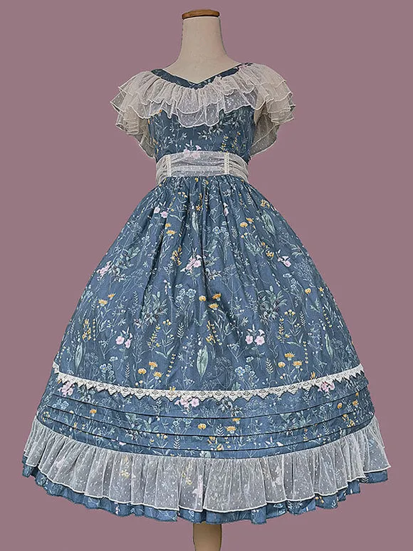 Classical Lolita Dress Cotton Sleeveless Lolita Dresses Teal