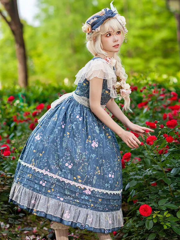 Classical Lolita Dress Cotton Sleeveless Lolita Dresses Teal