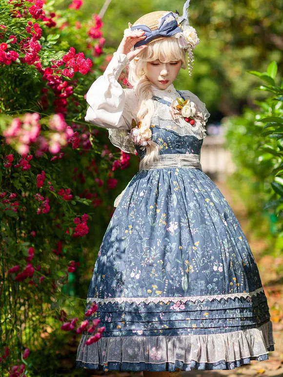 Classical Lolita Dress Cotton Sleeveless Lolita Dresses Teal