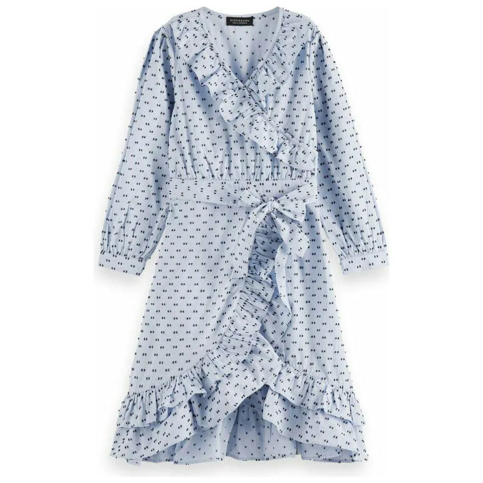 Clip Jacquard Midi-Length Wrap-Over Dress - Breeze
