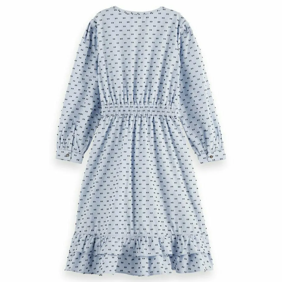 Clip Jacquard Midi-Length Wrap-Over Dress - Breeze