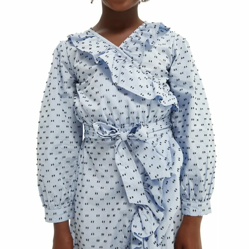 Clip Jacquard Midi-Length Wrap-Over Dress - Breeze