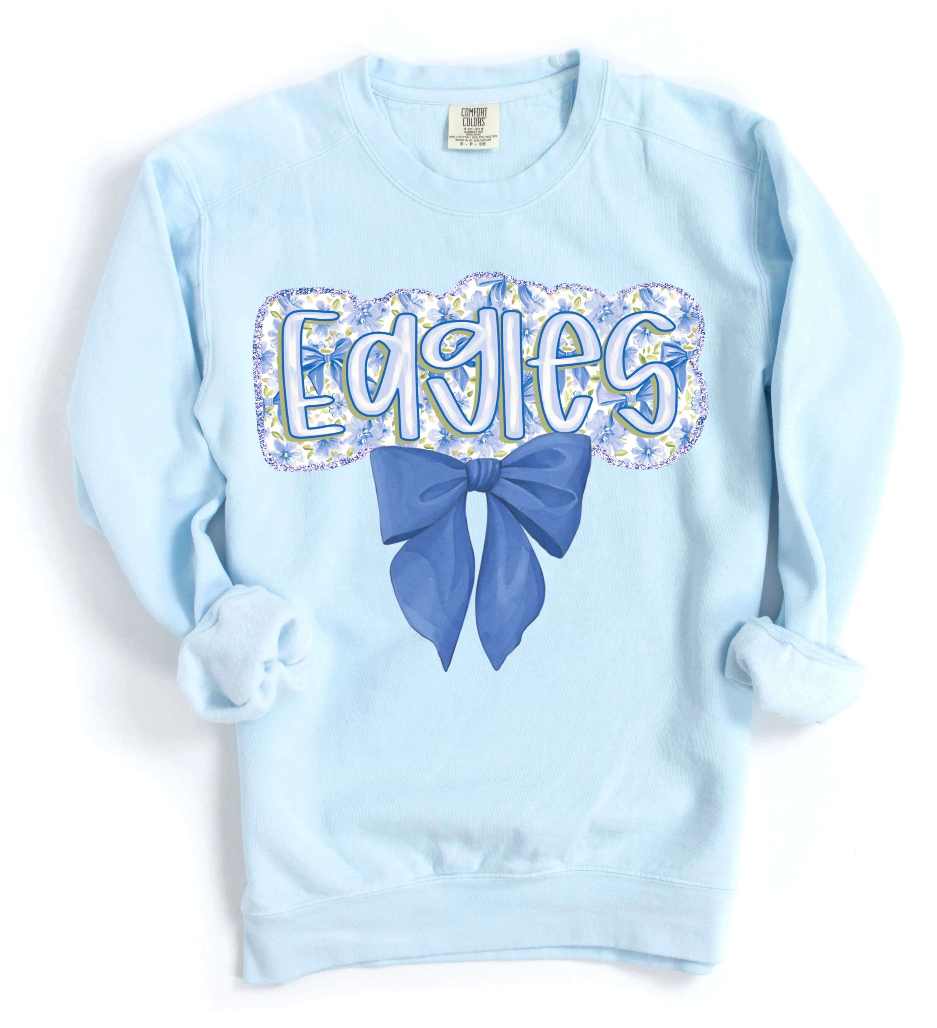 Comfort Colors Eagles Bow Sweatshirt - Adult Sizes