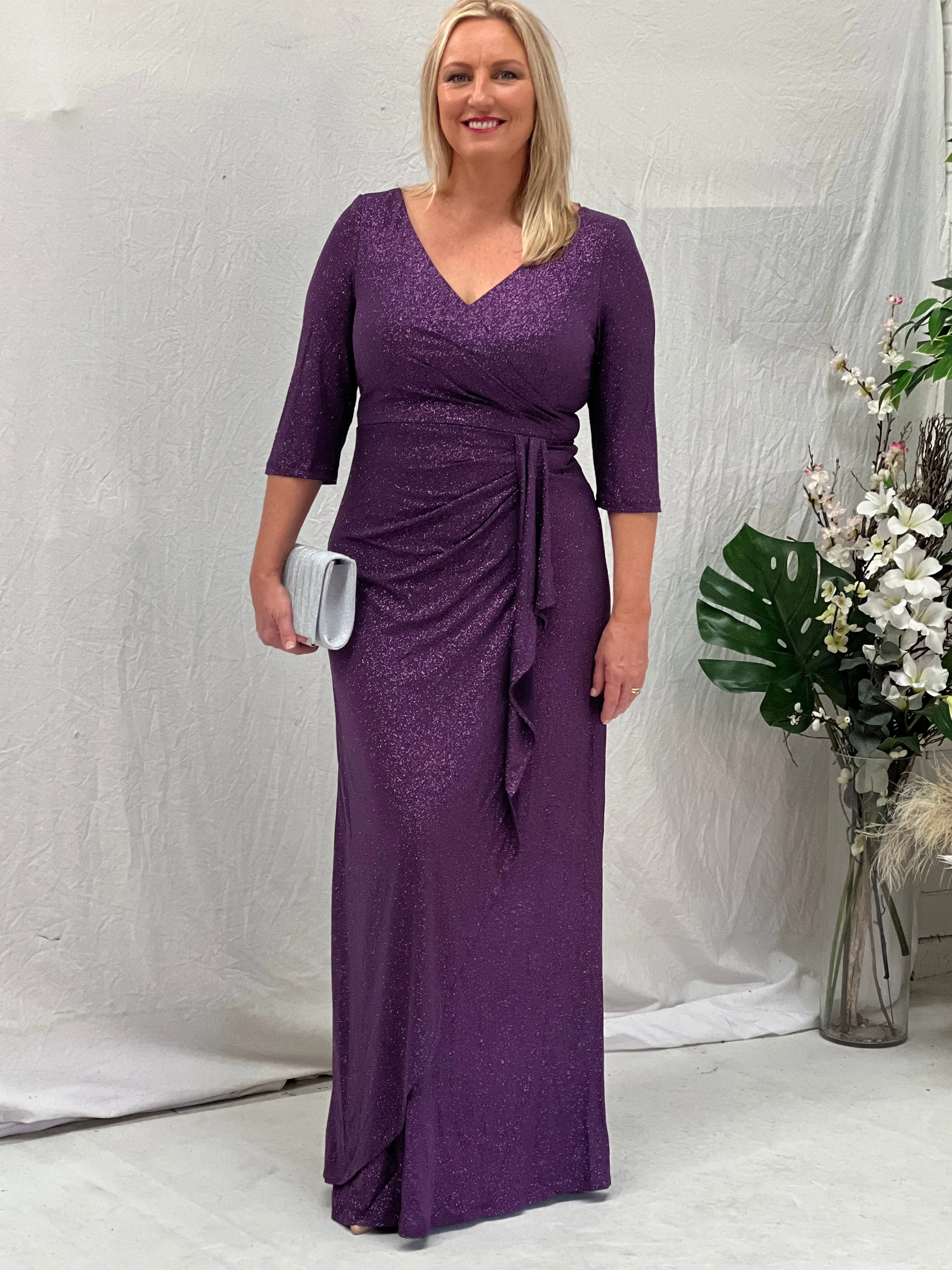 Constantine Purple Glitter Gown