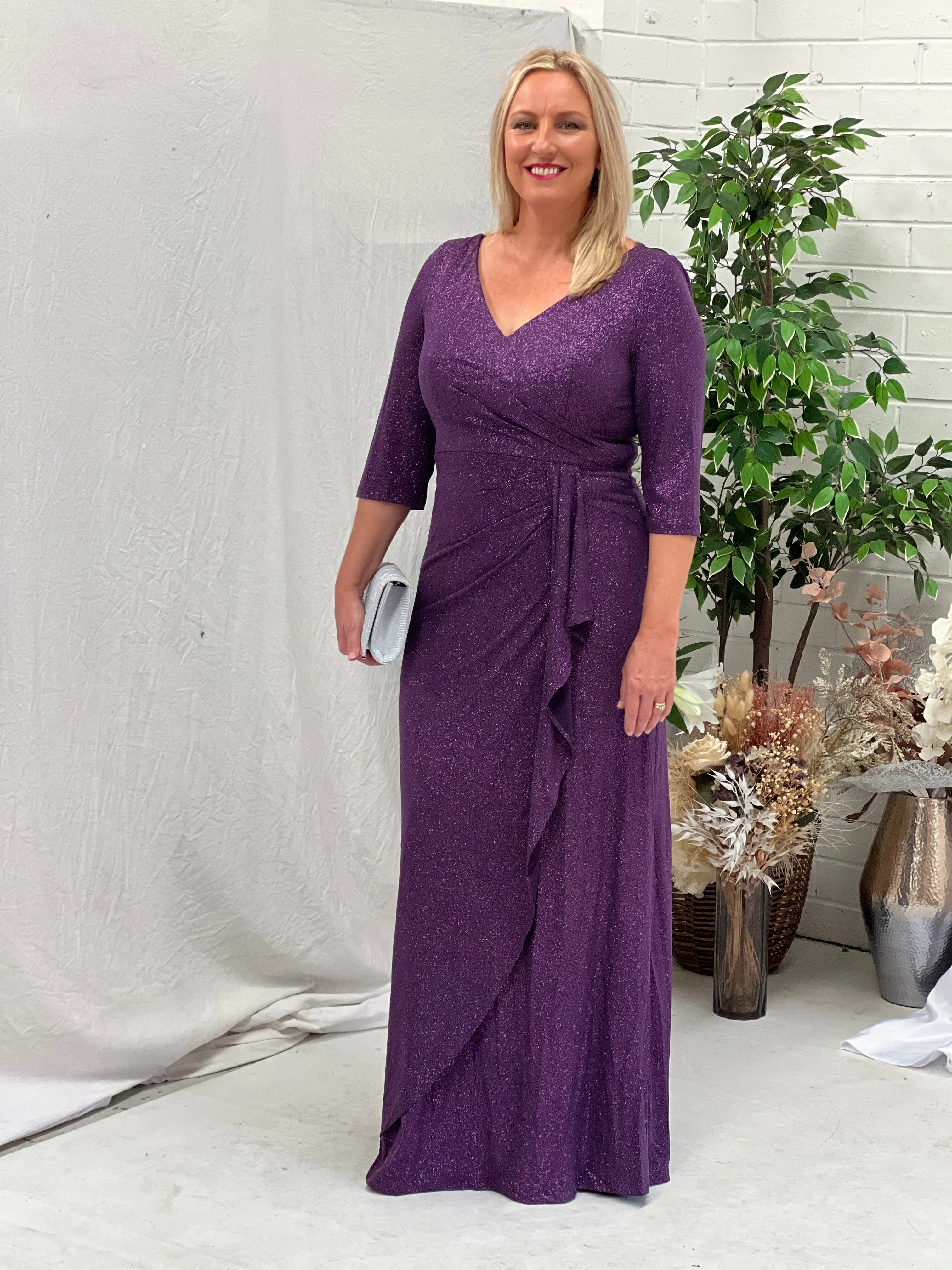 Constantine Purple Glitter Gown