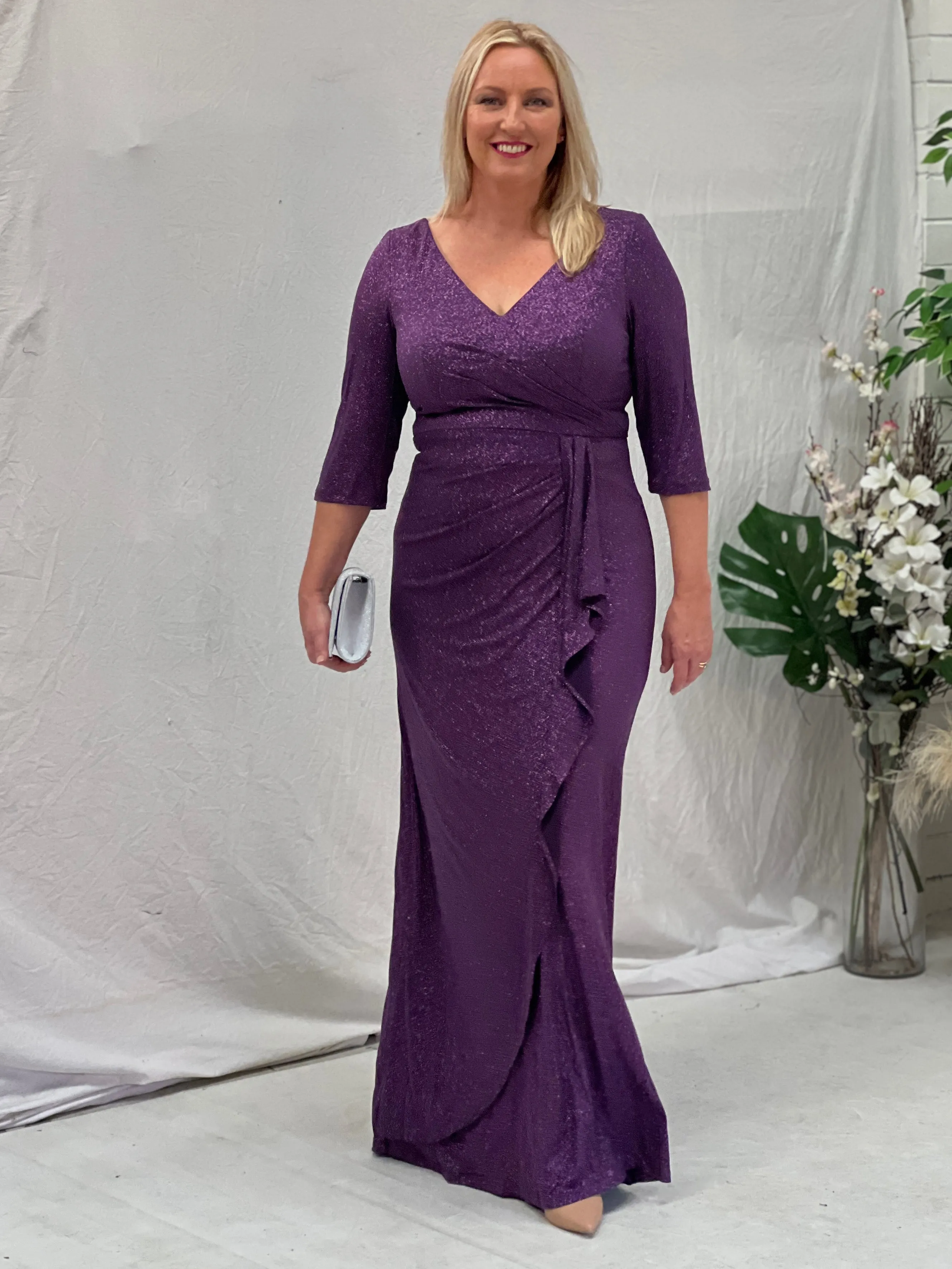 Constantine Purple Glitter Gown