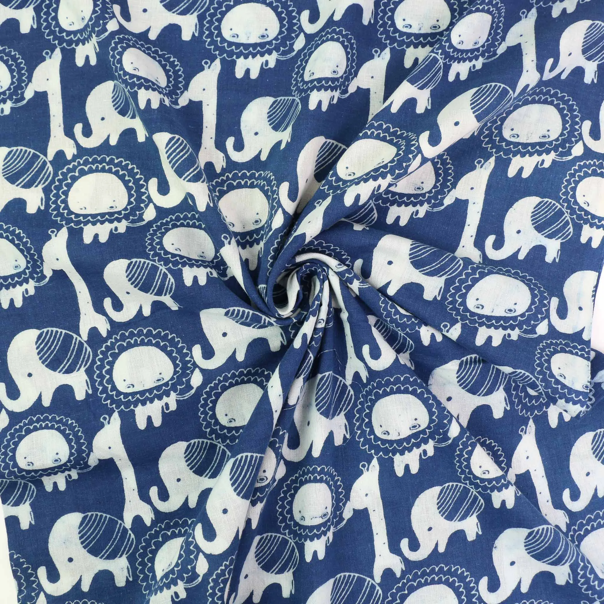 Cotton Voile - Indigo Hand block print