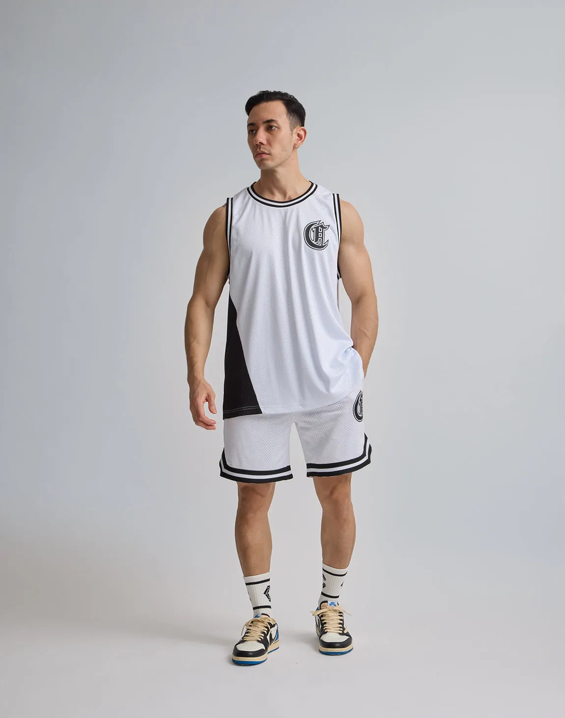 CRONOS JERSEY MESH SHORTS【WHITE】