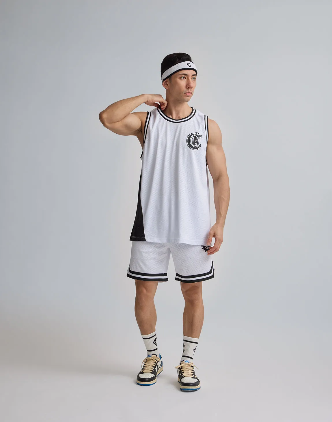 CRONOS JERSEY MESH SHORTS【WHITE】