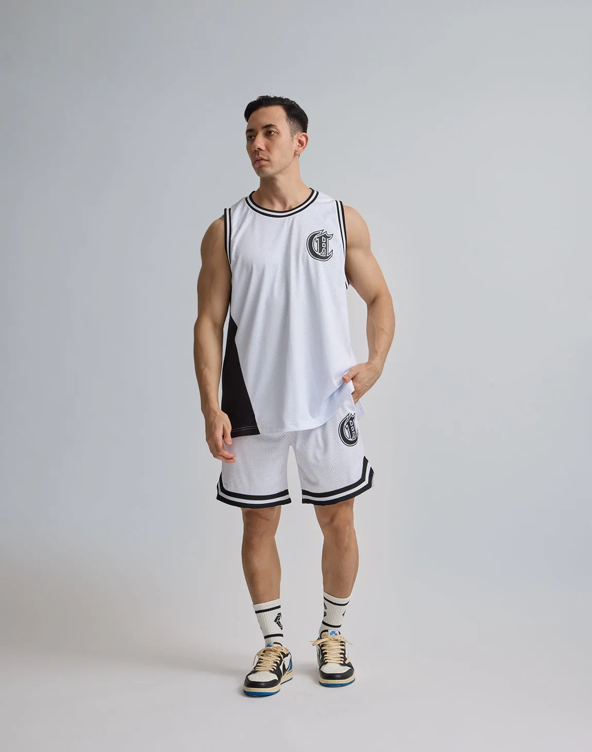 CRONOS JERSEY MESH SHORTS【WHITE】
