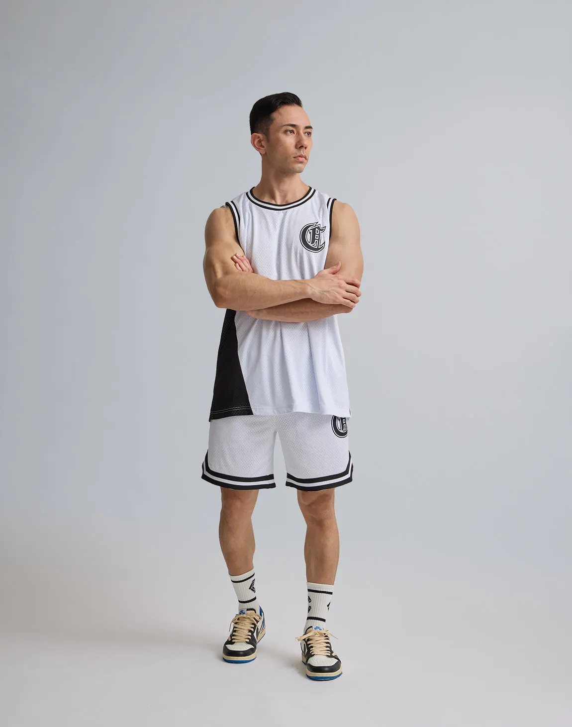 CRONOS JERSEY MESH SHORTS【WHITE】