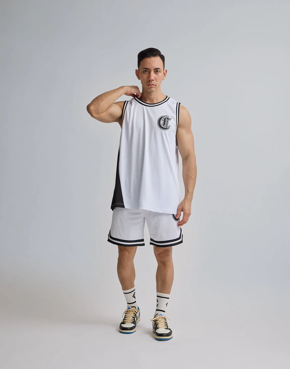 CRONOS JERSEY MESH SHORTS【WHITE】