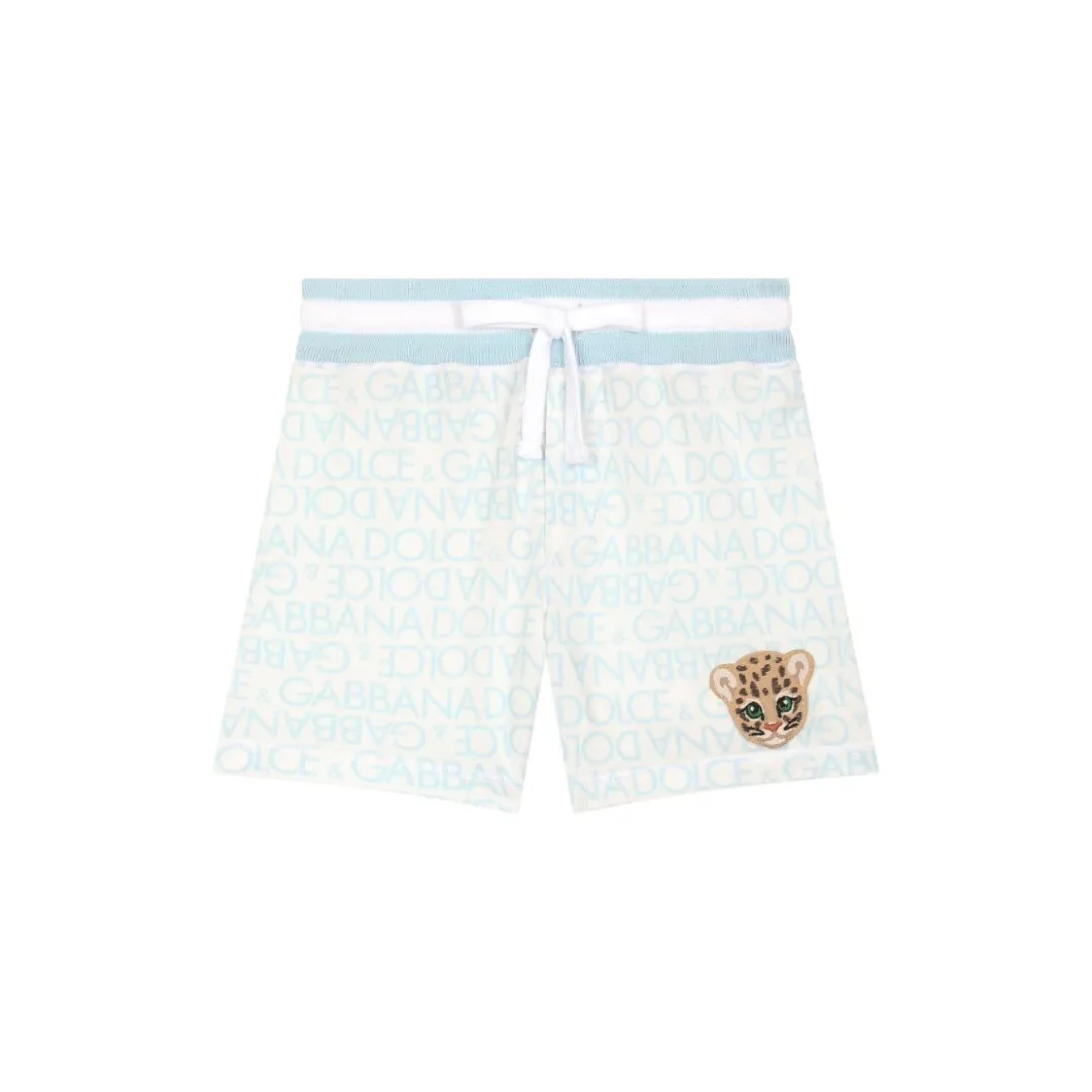 DOLCE & GABBANA KIDS JERSEY SHORTS WITH ALL OVER LOGO