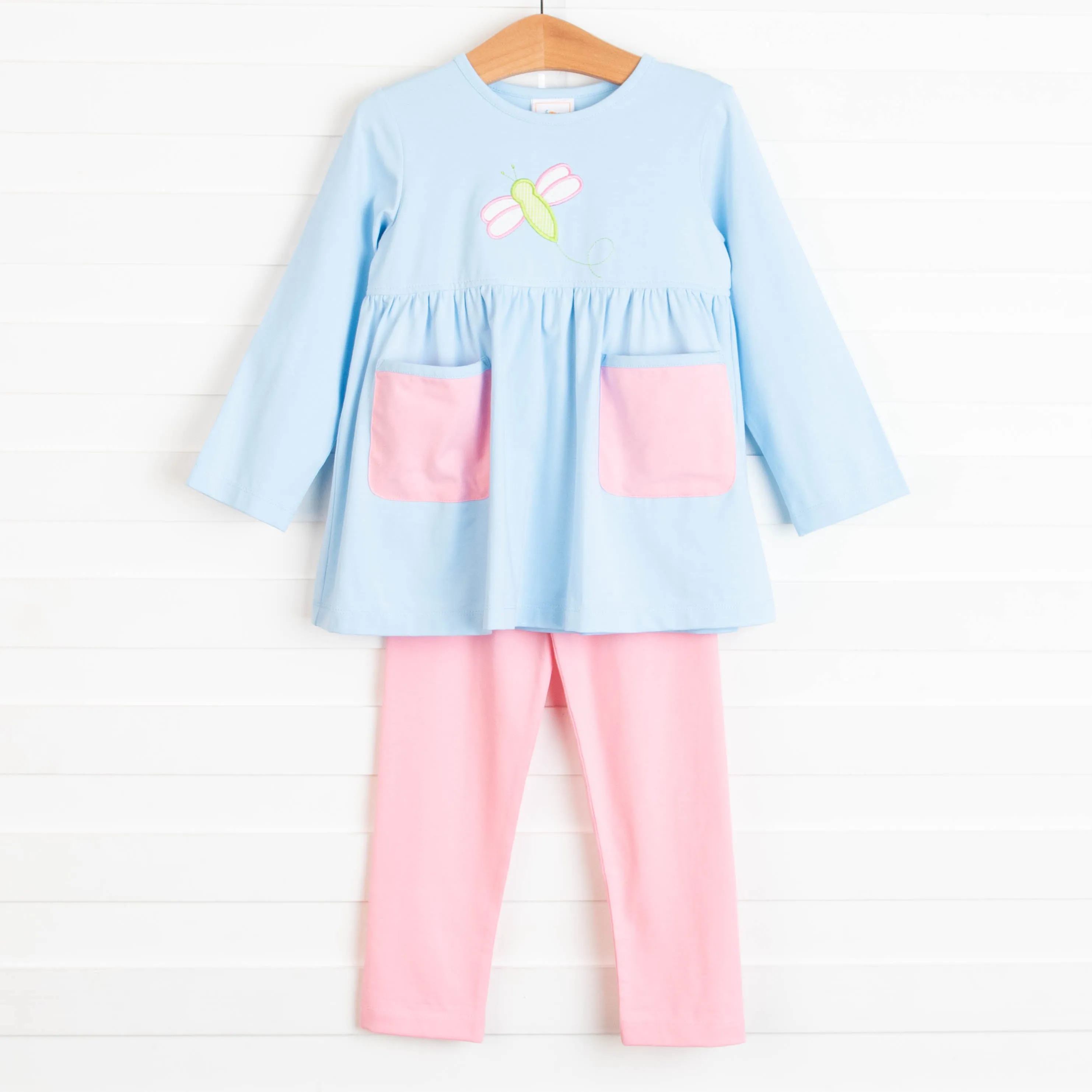 Dragonfly Dreams Applique Legging Set, Blue