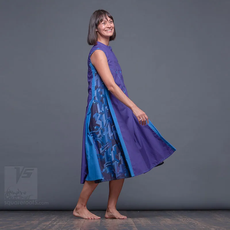 Dress "Cosmic Tetris" Model "PB"  Purple-Blue